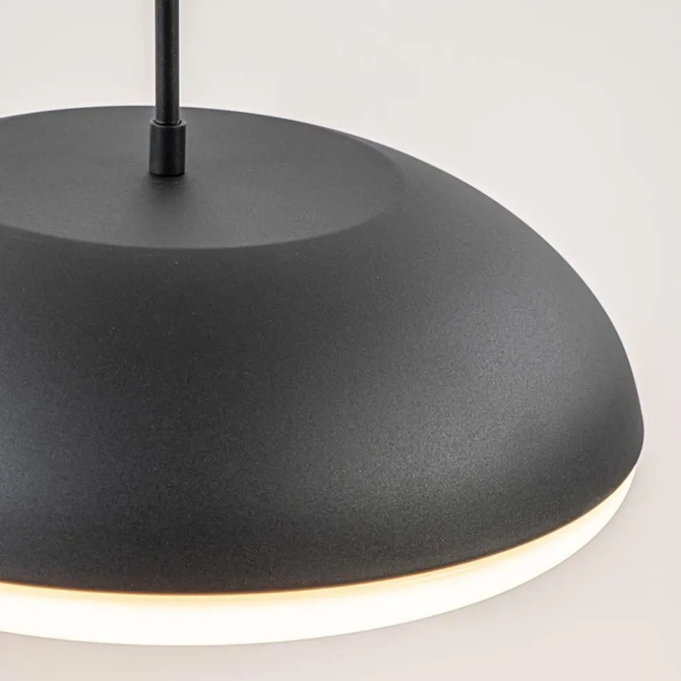 Strakke ronde hanglamp koepel mat zwart 38 cm