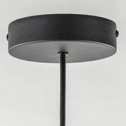 Strakke ronde hanglamp koepel mat zwart 38 cm