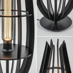 Tafellamp / vloerlamp mat zwart hout