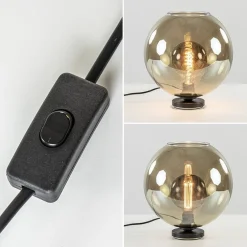 Tafellamp Bella zwart + smoke glas 30cm