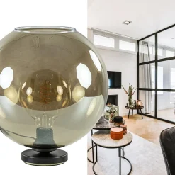 Tafellamp Bella zwart + smoke glas 30cm