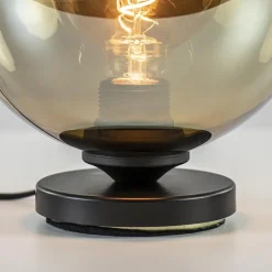 Tafellamp Bella zwart + smoke glas 20cm