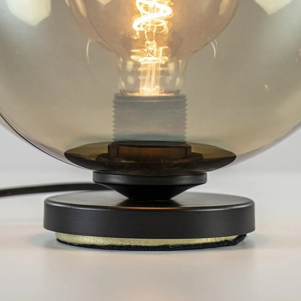 Tafellamp Bella zwart + smoke glas 25cm