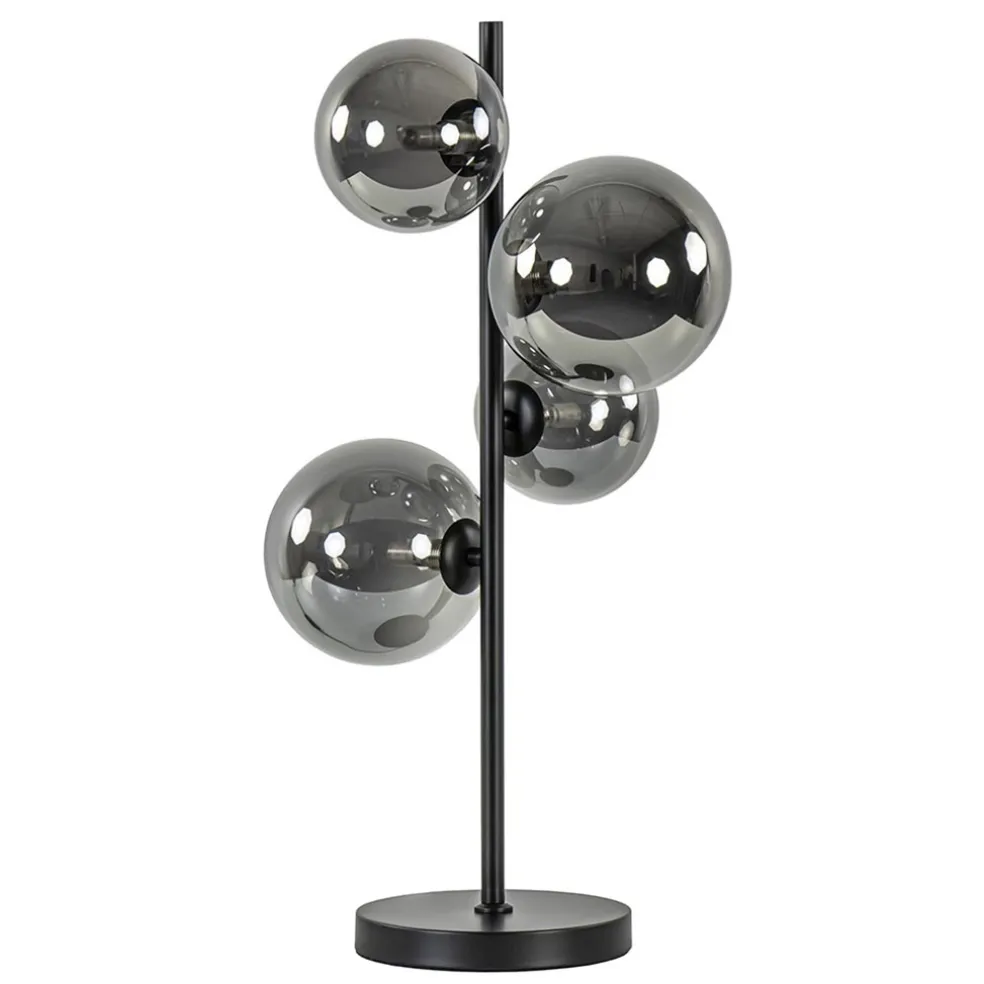 Tafellamp Calcio 4l zwart + smoke glas