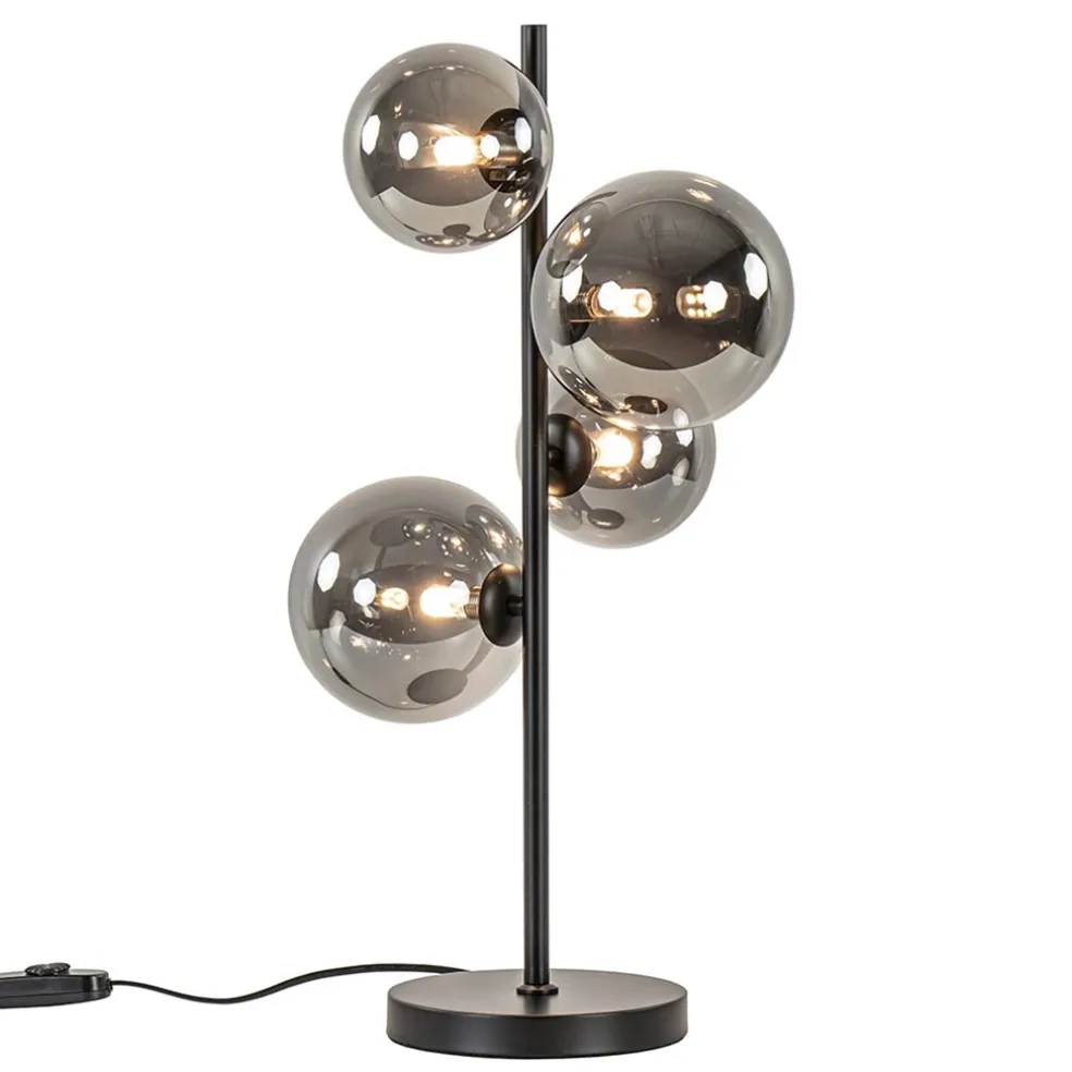 Tafellamp Calcio 4l zwart + smoke glas