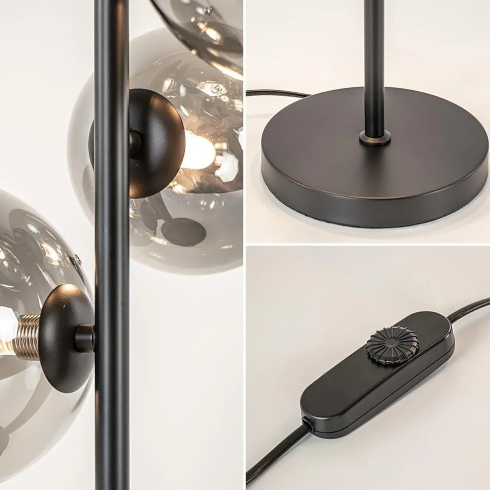 Tafellamp Calcio 4l zwart + smoke glas