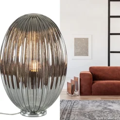 Tafellamp Egg Rib smoke glas