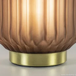 Tafellamp Ivot mat koffie met messing op batterij