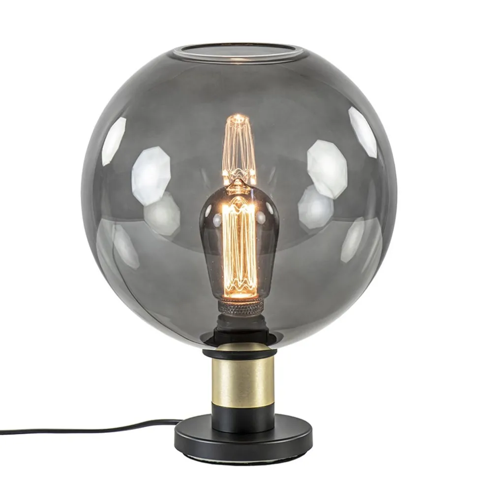 Tafellamp Lazise 25cm zwart/smoke/goud