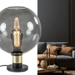Tafellamp Lazise 25cm zwart/smoke/goud