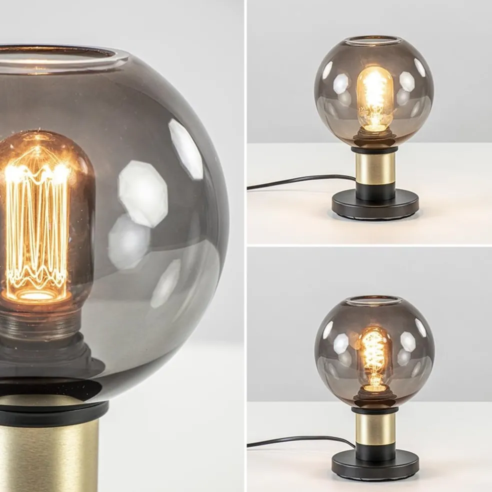 Tafellamp Lazise 15cm zwart/smoke/goud