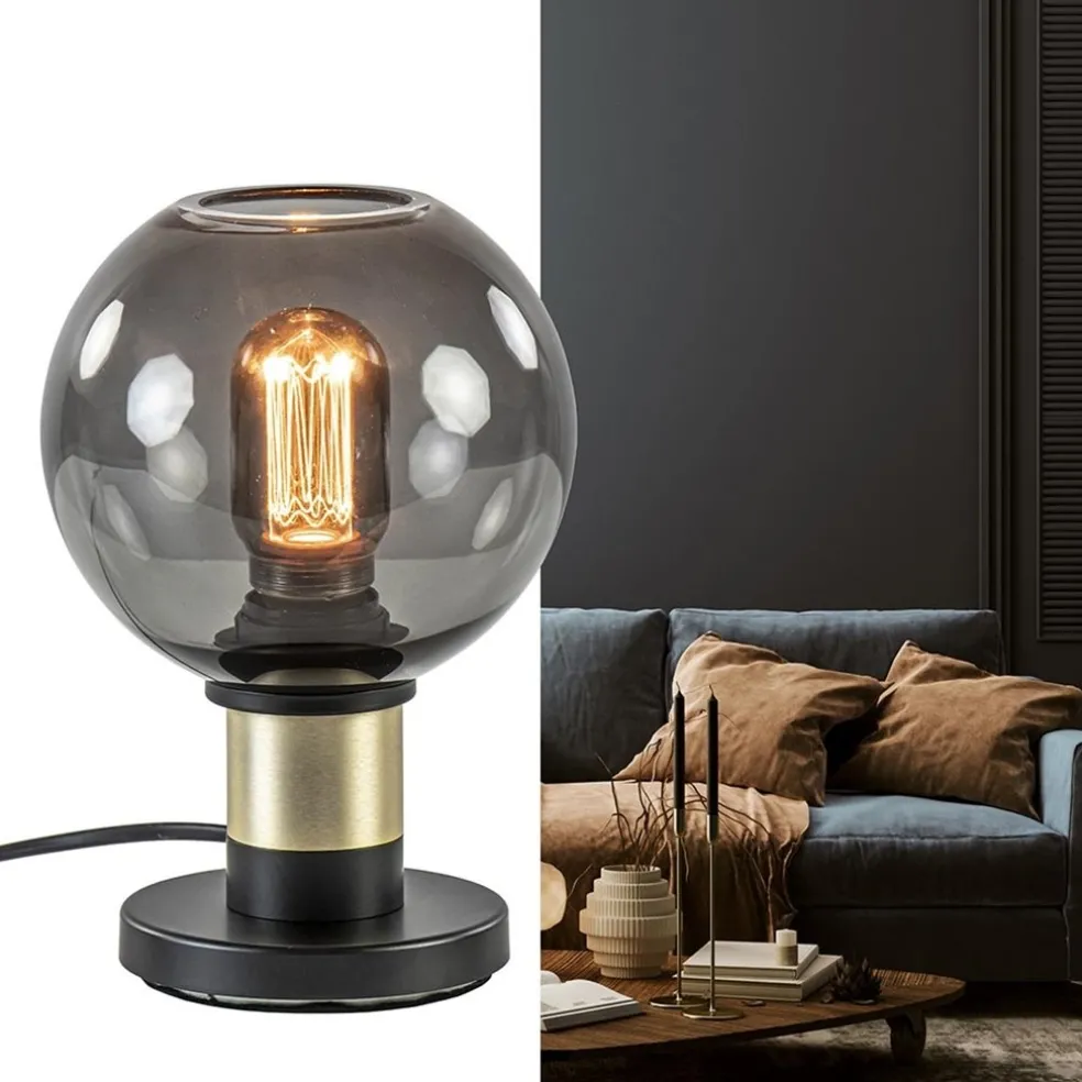 Tafellamp Lazise 15cm zwart/smoke/goud