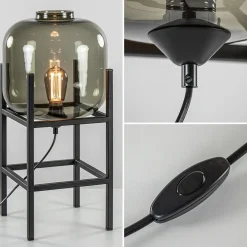 Tafellamp Lett frame zwart/smoke glas