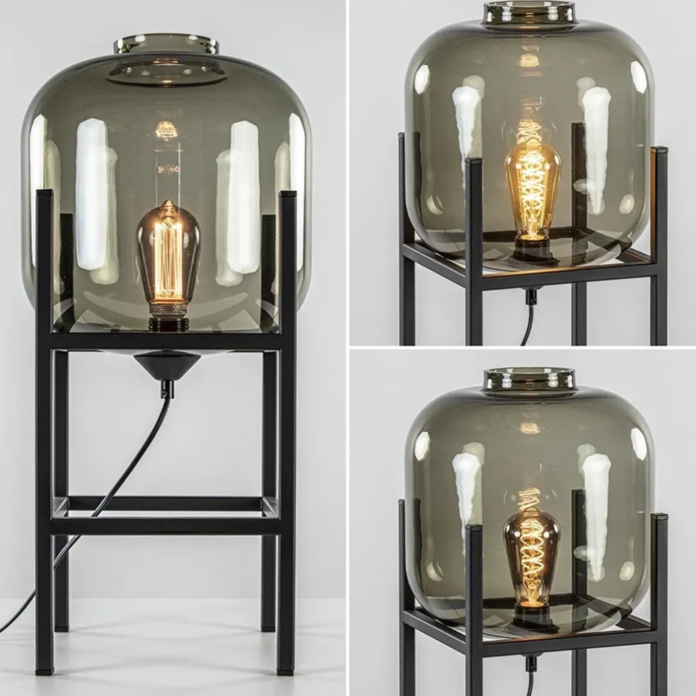 Tafellamp Lett frame zwart/smoke glas