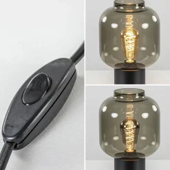 Tafellamp Lett zwart + smoke glas 20cm