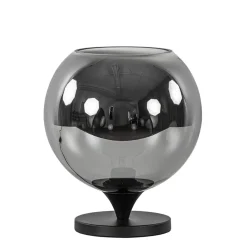 Tafellamp mat zwart met smoke glas 25 cm