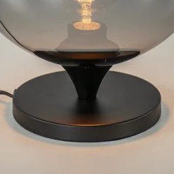 Tafellamp mat zwart met smoke glas 25 cm