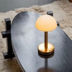 Tafellamp op accu gold/frosted IP65