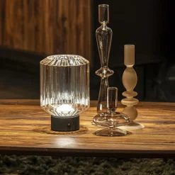 Tafellamp op batterij amber/zwart dimbaar