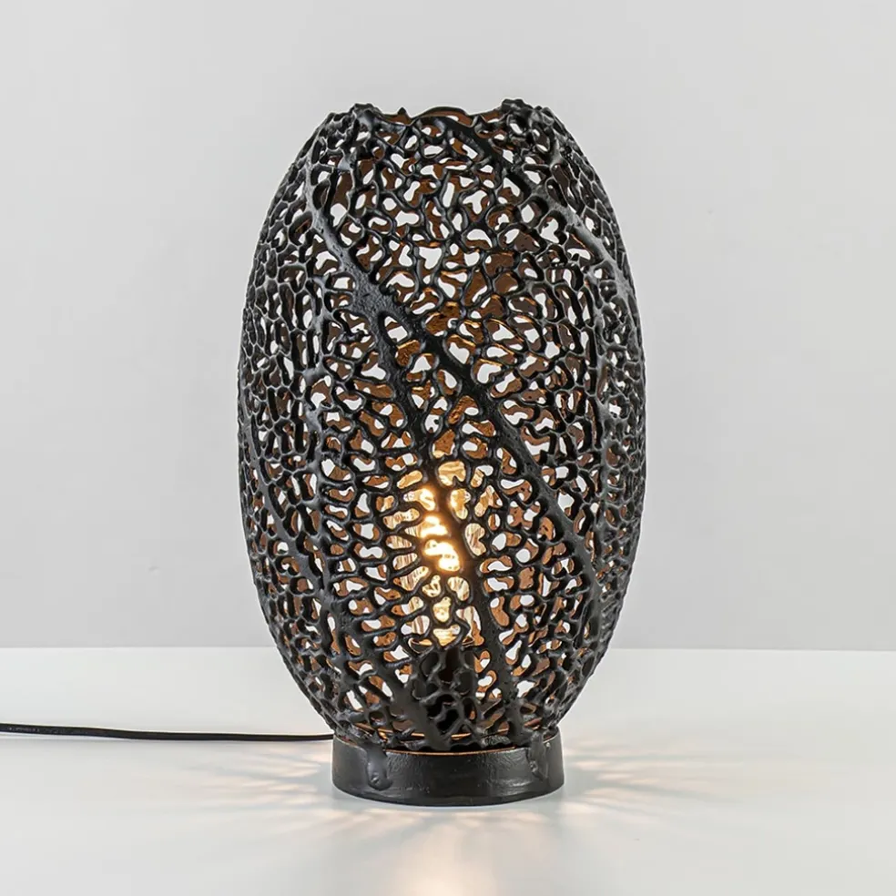 Tafellamp Sinula zwart gevlochten staal