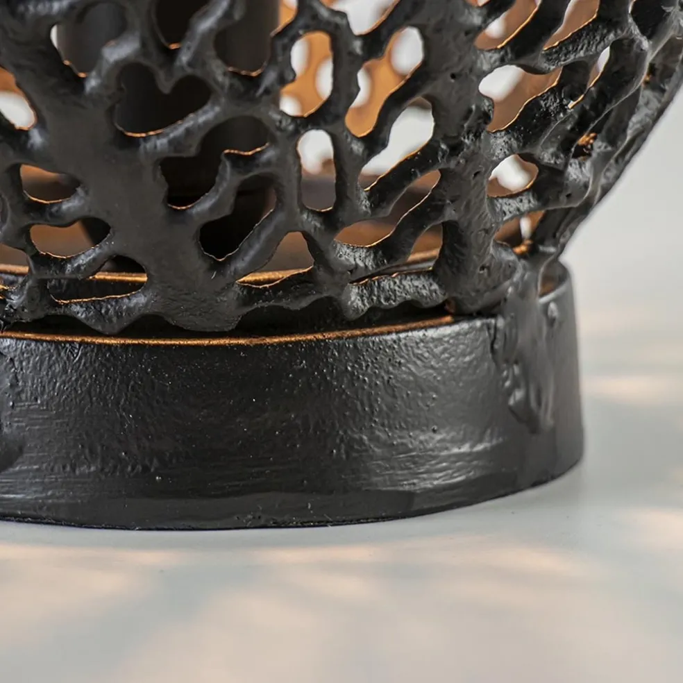 Tafellamp Sinula zwart gevlochten staal