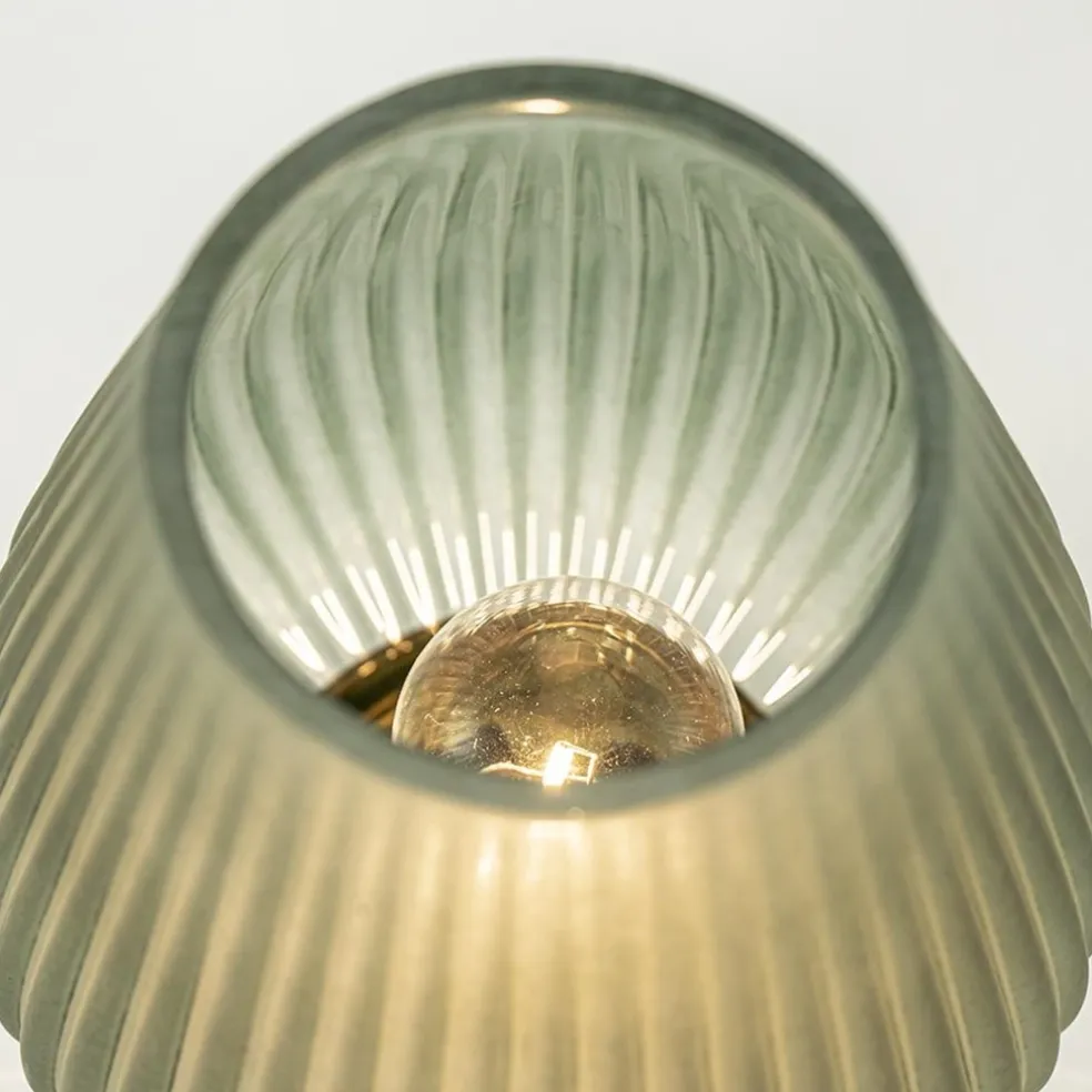 Tafellamp Tajera op batterij donker groen/goud