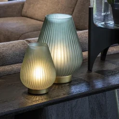 Tafellamp Tajera op batterij donker groen/goud