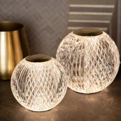 Tafellamp transparant/goud oplaadbaar en dimbaar