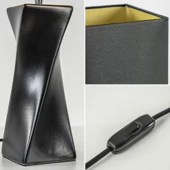 Tafellamp zwart keramiek inclusief kap zwart/goud