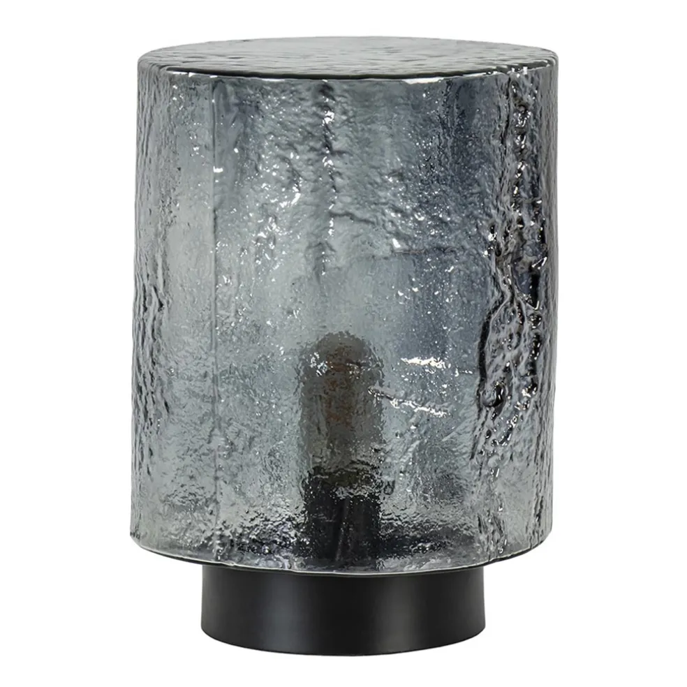 Tafellamp zwart met robuuste glazen kap