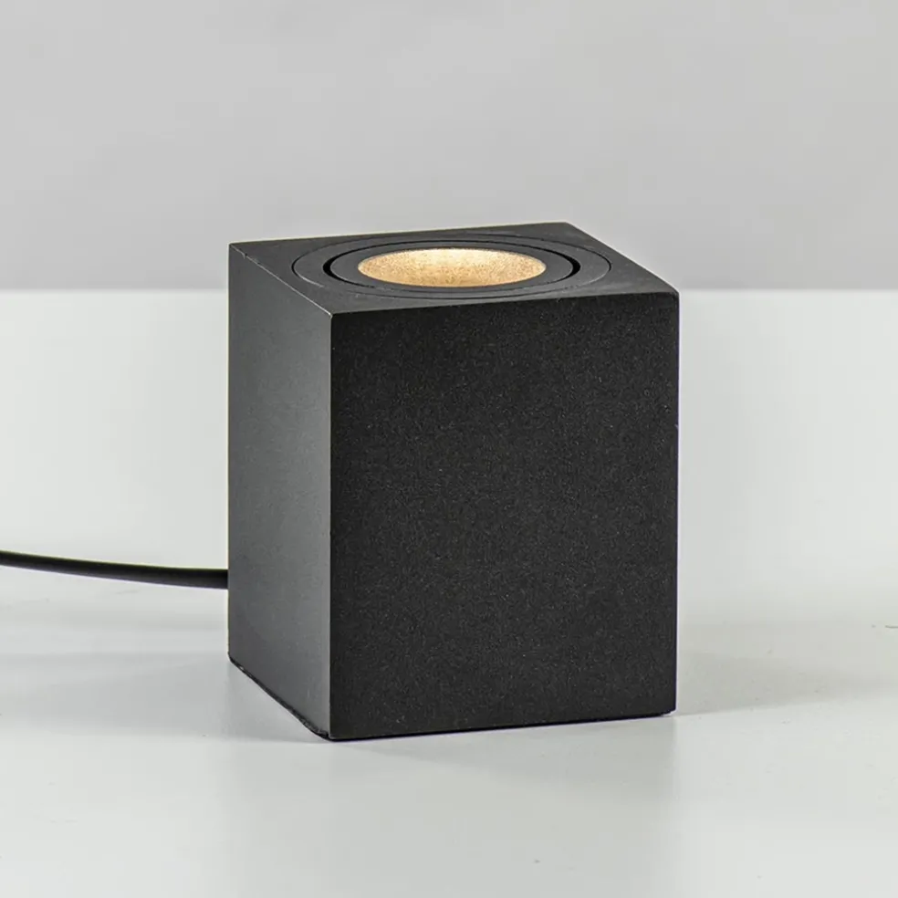 Tafelspot/vloerspot Rebel zwart vierkant