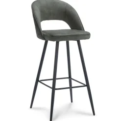 Trendy barkruk velours met zwart metalen poot