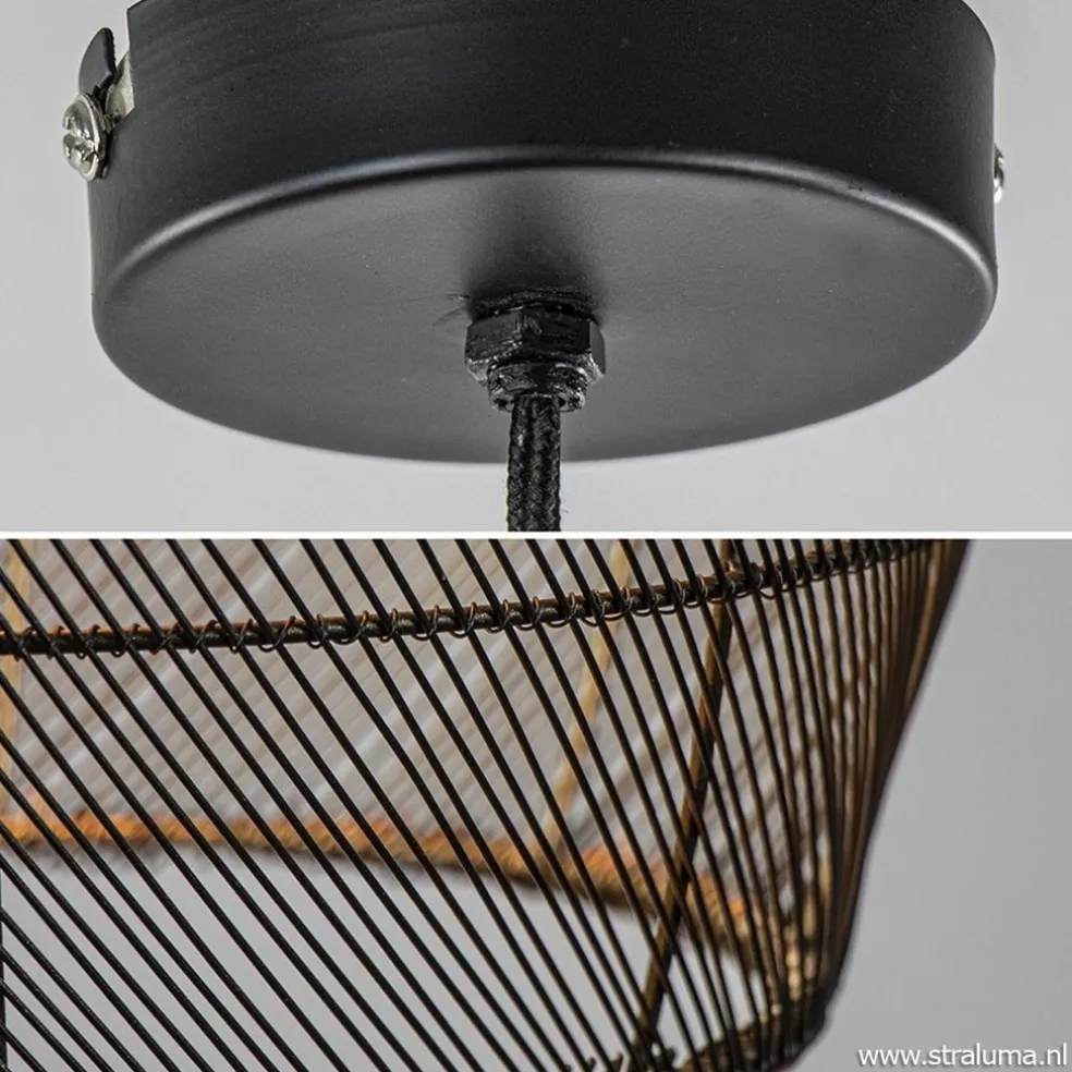 Trendy draad hanglamp Meya zwart/goud