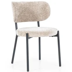 Trendy eetkamerstoel gemêleerd taupe met zwarte poot