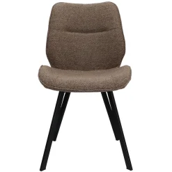 Trendy eetkamerstoel stof bruin met zwarte poot