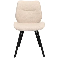 Trendy eetkamerstoel stof naturel met zwarte poot