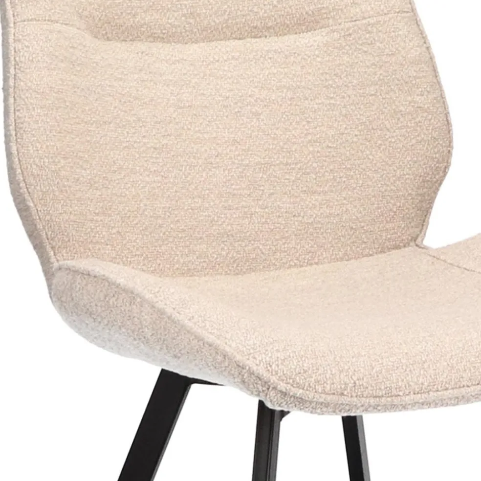 Trendy eetkamerstoel stof naturel met zwarte poot