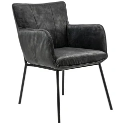 Trendy eetkamerstoel velours antraciet met armleuning