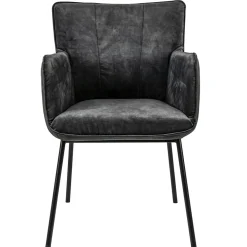 Trendy eetkamerstoel velours antraciet met armleuning