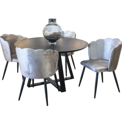 Trendy eetkamerstoel velours met zwarte poot