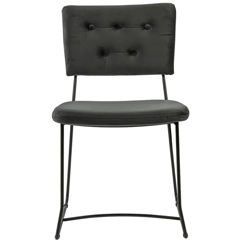 Trendy eetkamerstoel velvet grijs met metalen poot