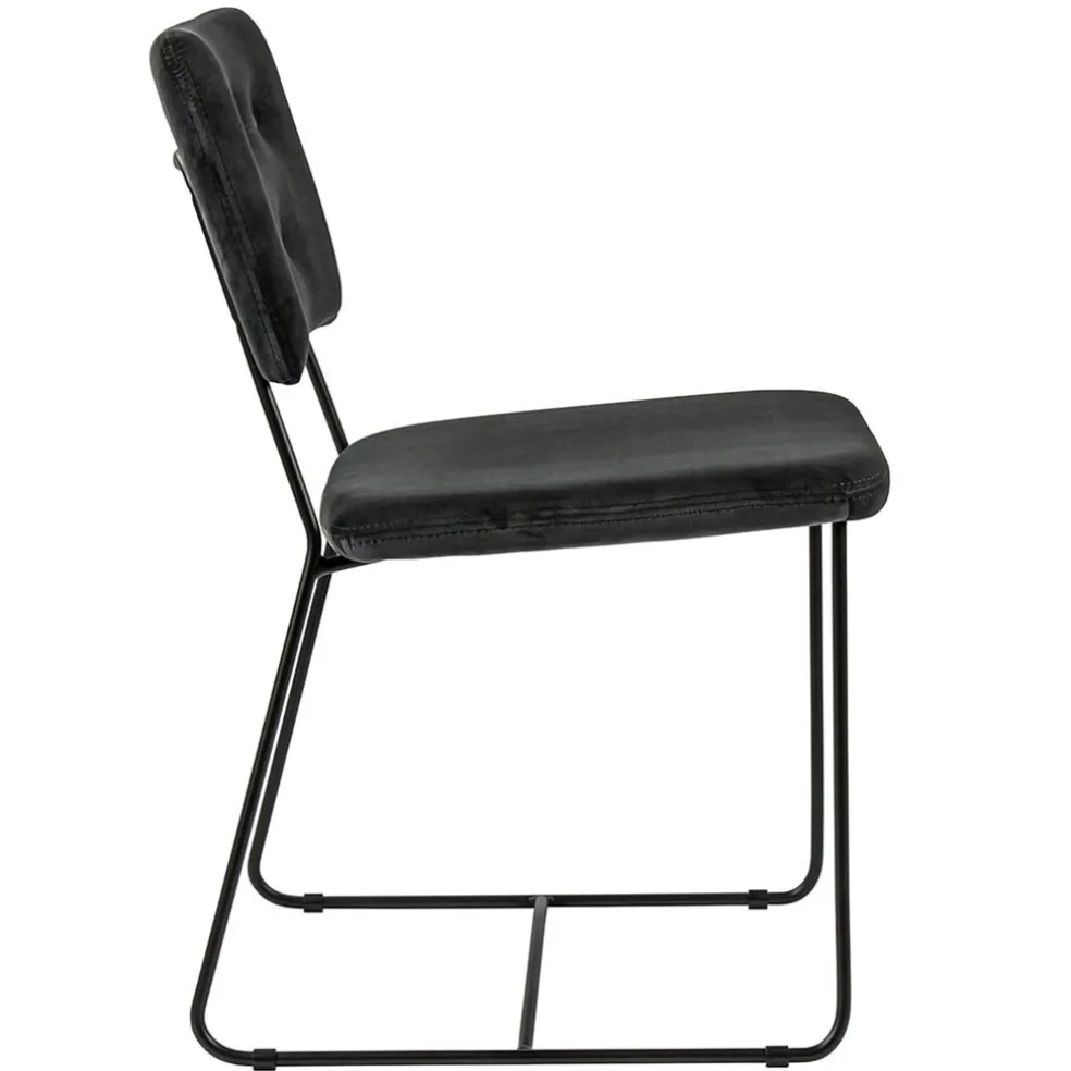 Trendy eetkamerstoel velvet grijs met metalen poot