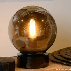 Trendy glazen tafellamp smokey