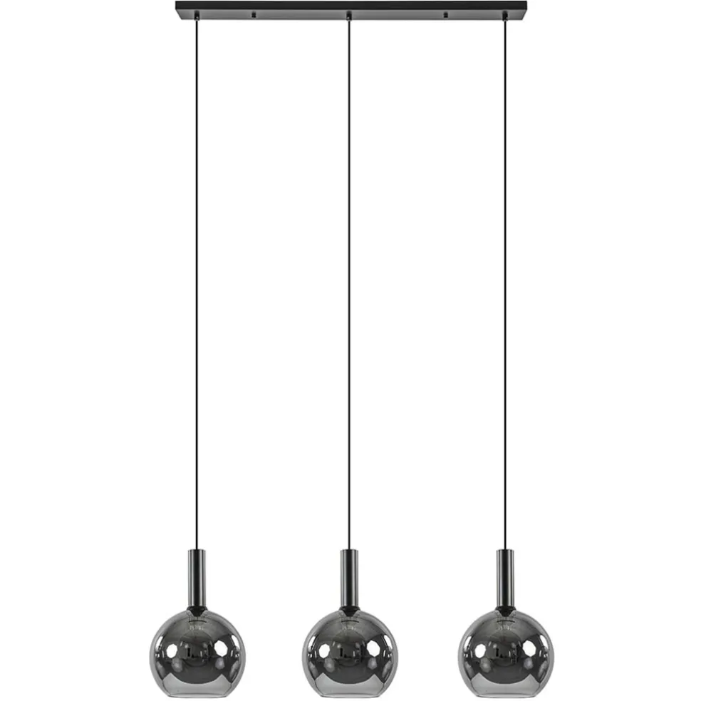 Trendy hanglamp met smoke/titanium glazen bollen