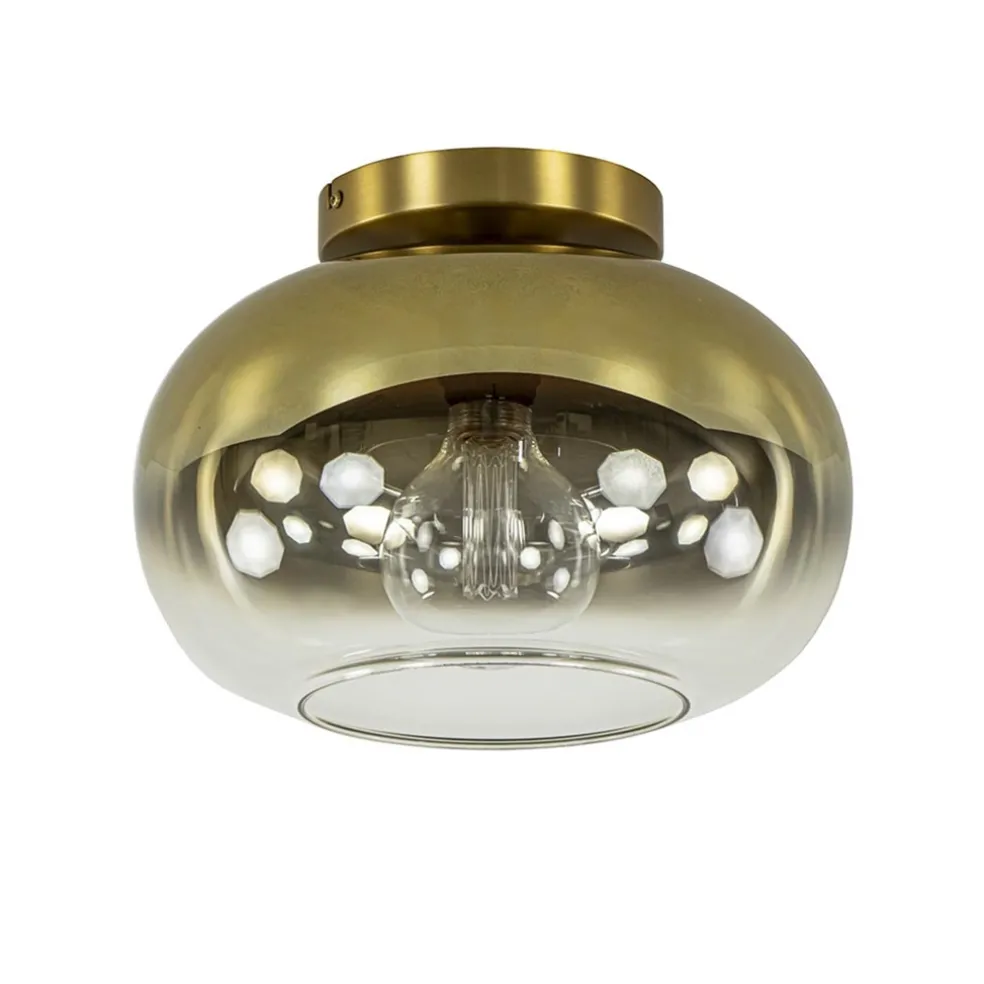 Trendy plafondlamp goud met goud gradiënt glas