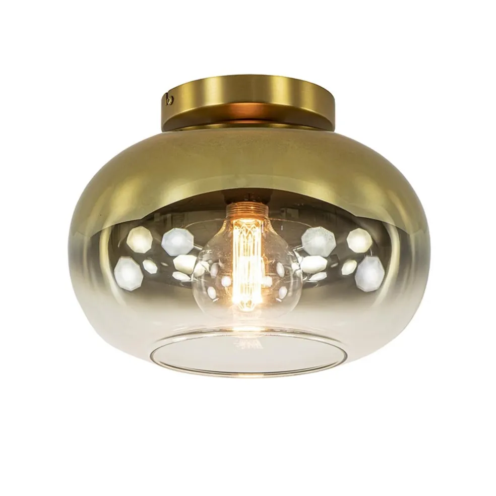 Trendy plafondlamp goud met goud gradiënt glas