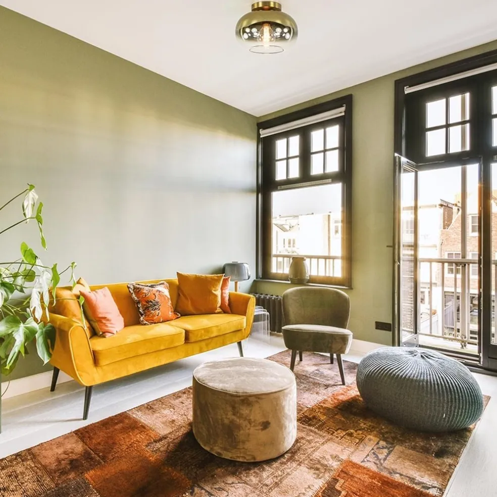 Trendy plafondlamp goud met goud gradiënt glas