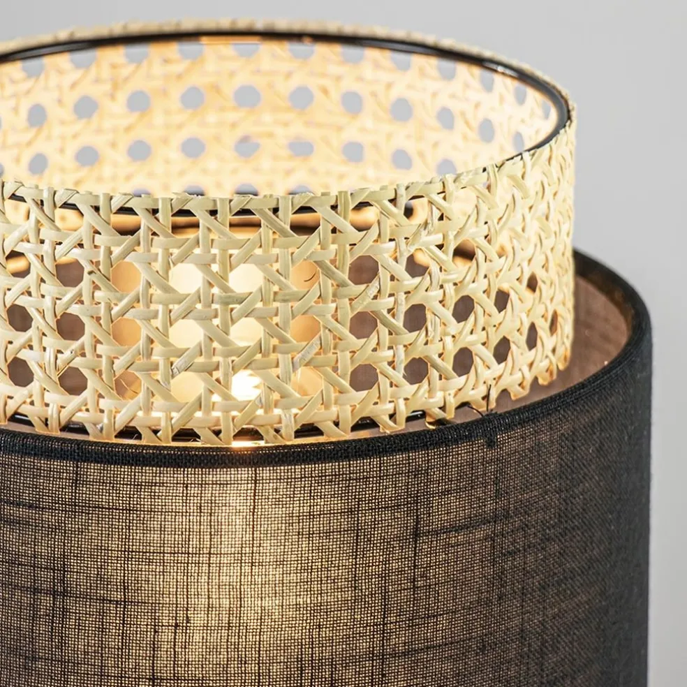 Trendy tafellamp driepoot zwart met webbing