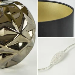 Trendy tafellamp keramiek goud met zwarte kap