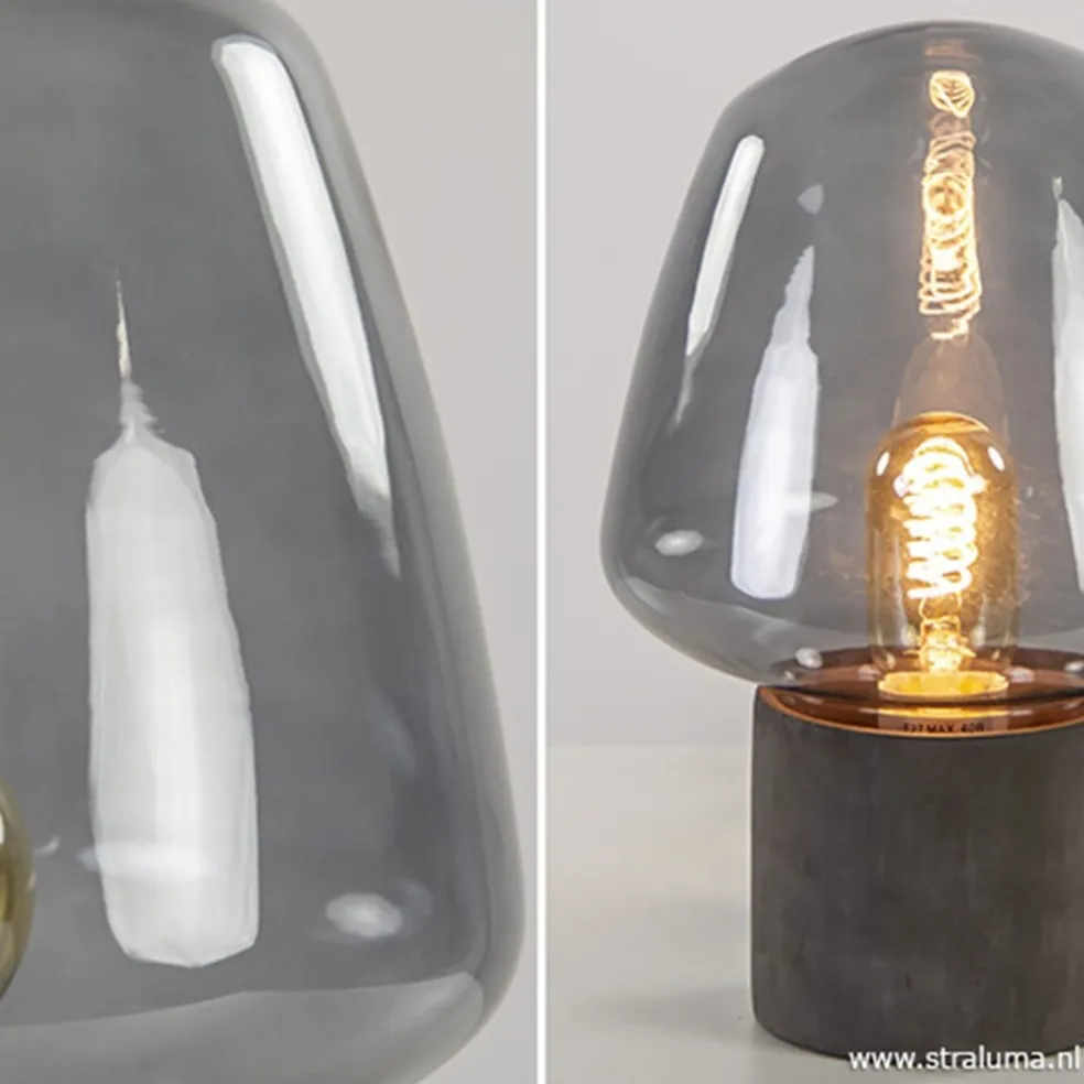 Trendy tafellamp met smokey glas